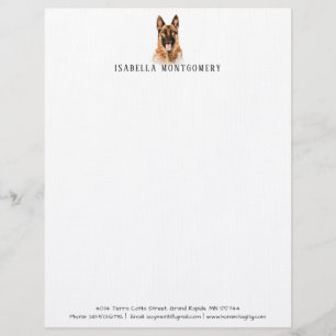 Lettre Aquarelle en-tête de berger allemand