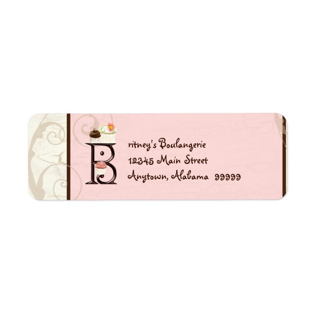 Lettre B Cupcake Adresse professionnelle Étiquette (Devant)