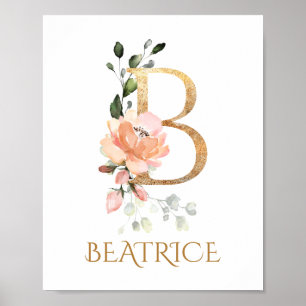 Lettre B Monogramme Rose Peach rose Poster