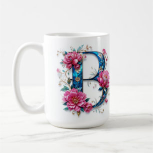 Lettre B Mug de café - Design floral pour le don