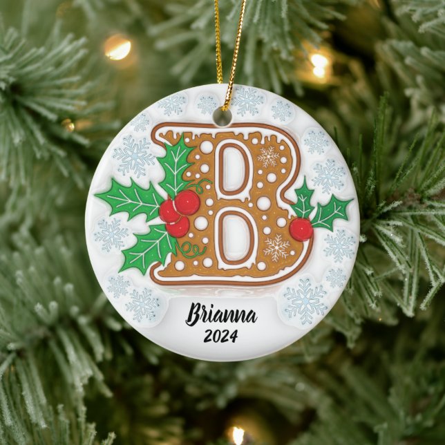 Lettre B Personnalisé Monogramme de Noël Ornement (Arbre)