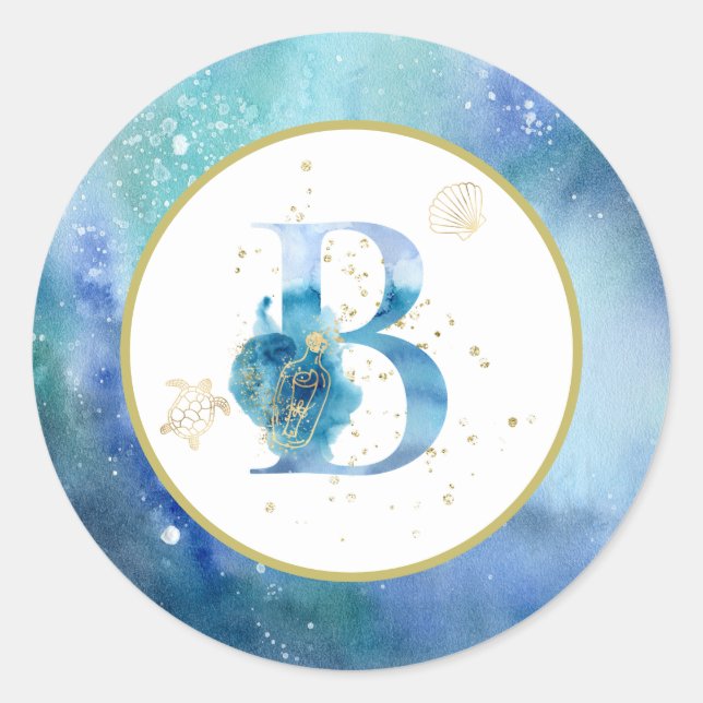 *~* LETTRE B - Sticker d'enveloppe nautique de pla (Devant)