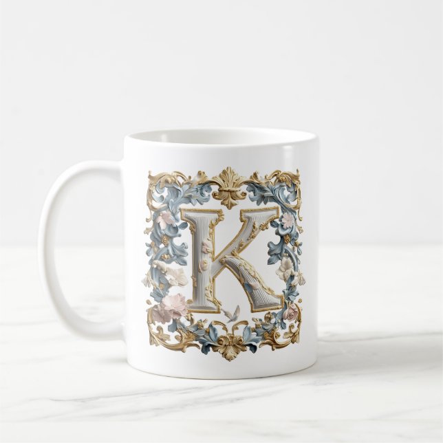 Lettre baroque 'K' Mug pour une Princesse au café (Gauche)
