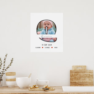 Lettre bébé personnalisée Q avec affiche frontière
