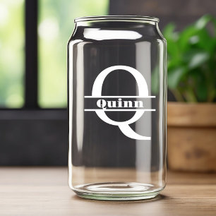 Lettre blanche minimaliste Q Monogramme et nom per