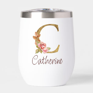 LETTRE C D'HUILE D'OR ROUGE ROSE BLANCHE