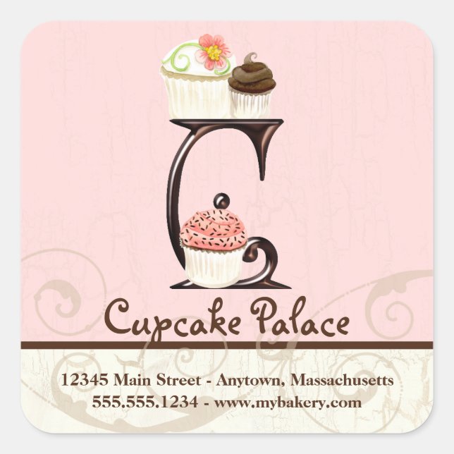 Lettre C Monogram Cupcake Logo Stickers Entreprise (Devant)