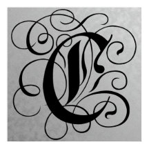 Lettre C, Monogramme gothique Poster noir