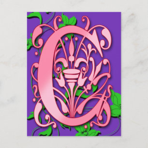 Lettre C Monogramme initial sur les cartes violett