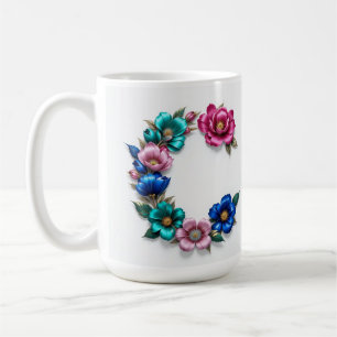 Lettre C Mug de café - Design floral pour le don