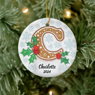 Lettre C Personnalisé Monogramme de Noël Ornement