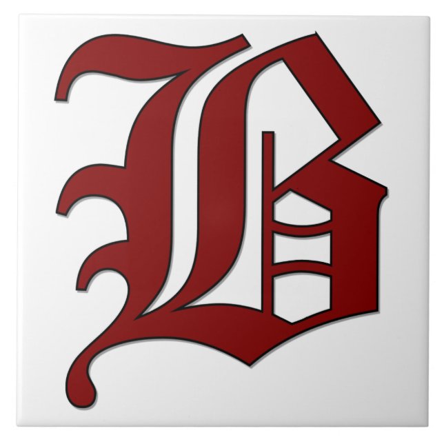 Lettre Canterbury B en carreaux Monogrammes rouges (Devant)