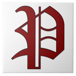 Lettre Canterbury P en carreaux Monogrammes rouges