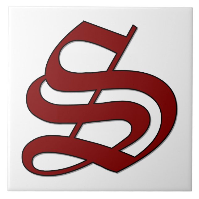 Lettre Canterbury S en carreaux Monogrammes rouges (Devant)