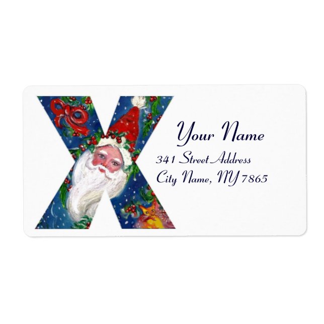 LETTRE CHRISTMAS X / SANTA CLAUS AVEC RIBBON ROUGE (Devant)