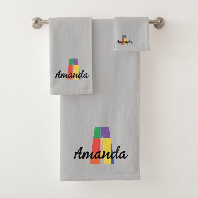 Lettre classique Une couleur monogrammée gris (En situation)