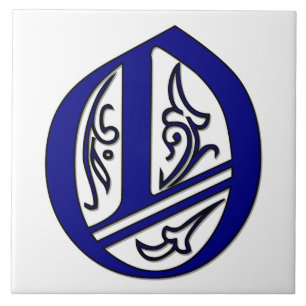 Lettre Colchester O en Carreaux Monogrammes Bleus