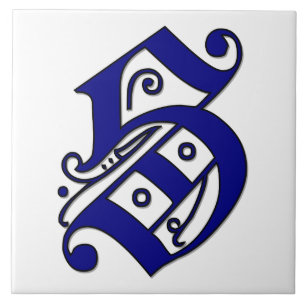 Lettre Colchester S en Carreaux Monogrammes Bleus