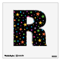 LETTRE CONFetti ÉTOILES Colorées R