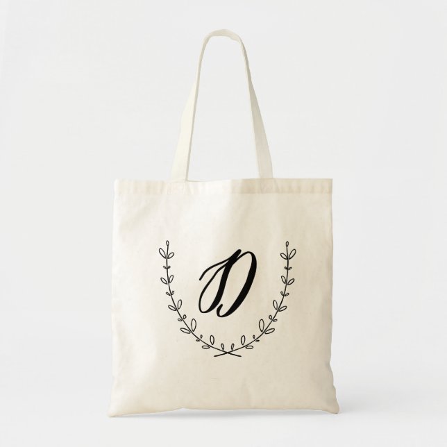 Lettre D et sac fourre-tout à guirlande de laurier (Devant)
