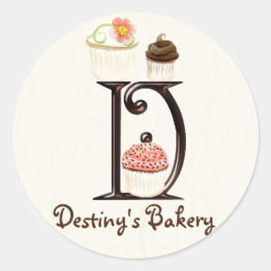 Lettre D Monogram Cupcake Logo Autocollants d'affa