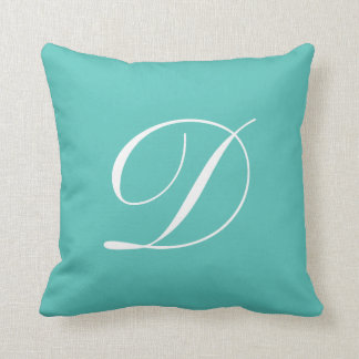Lettre D Monogramme Turquoise Coussin