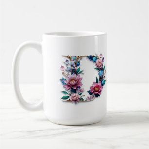 Lettre D Mug de café - Design floral pour le don