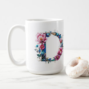 Lettre D Mug de café - Design floral pour le don