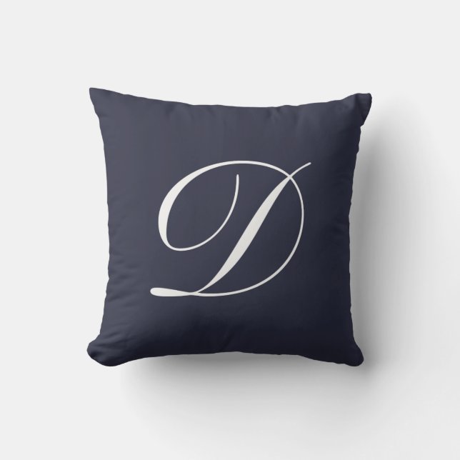 Lettre D Navy Coussin de monogramme bleu (Recto)