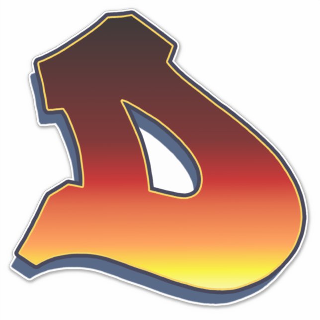 Lettre D - Sticker pour les flammes (Devant)