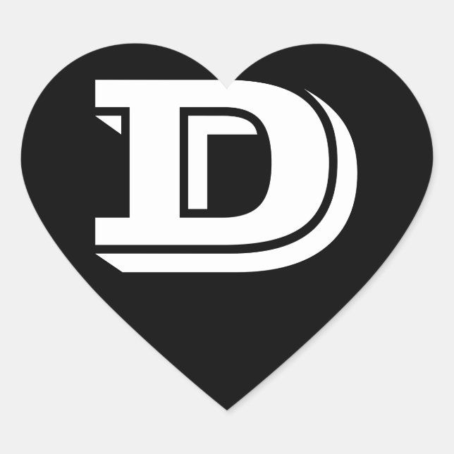 Lettre D Vineta Police Stickers Coeur Noir par Jan (Devant)