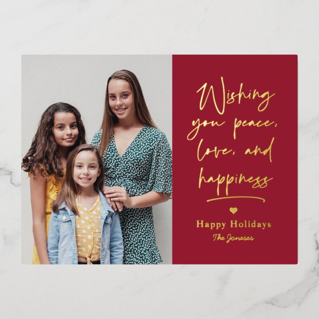 Lettre d'amour Foil Photo Holiday Carte postale (Recto)