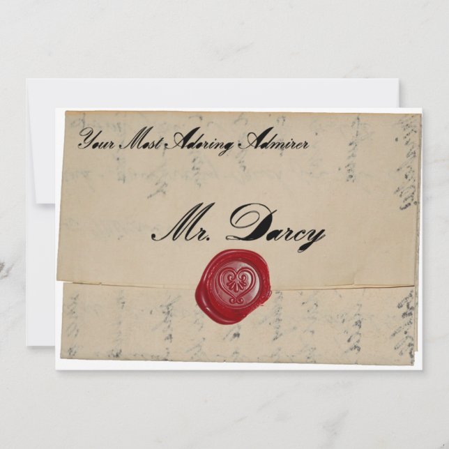 Lettre d'amour M. Darcy Regency Invitation (Devant)