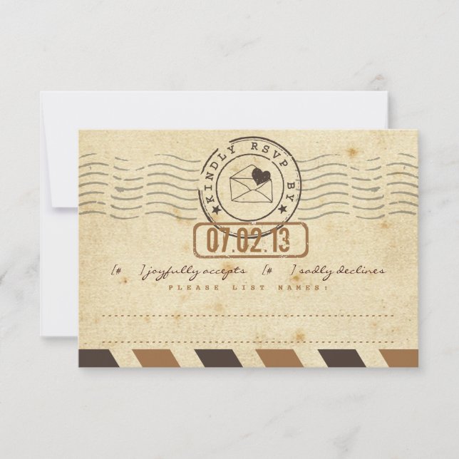 Lettre d'amour vintage Airmail Mariage Carte de ré (Devant)