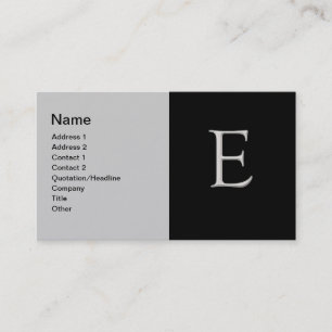 Lettre d'argent élevée "E" Carte de visite
