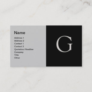 Lettre d'argent élevée "G" Carte de visite