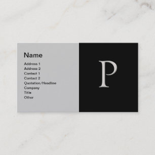 Lettre d'argent élevée "P" Carte de visite