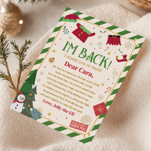 Lettre d'arrivée de l'elfe de Noël Carte de lettre