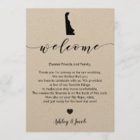 Lettre de bienvenue du Mariage Delaware et carte d