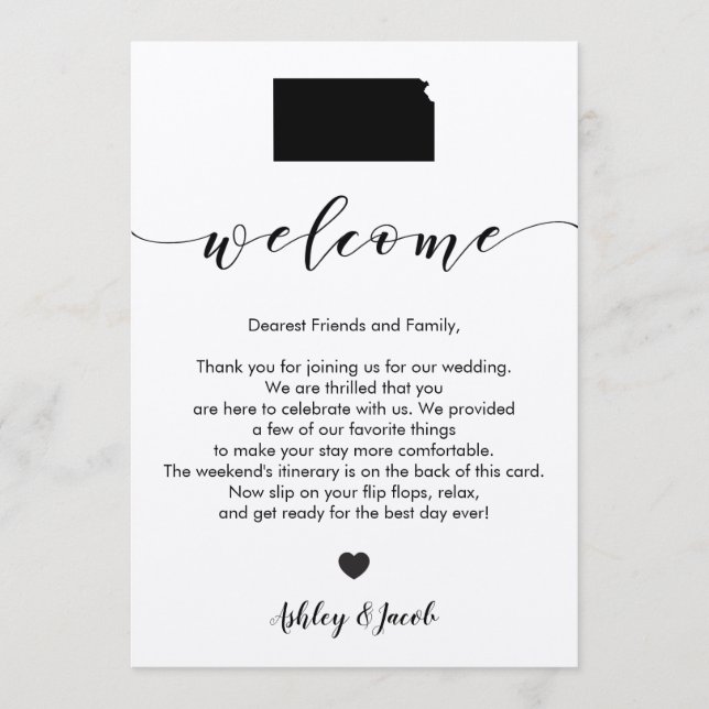 Lettre de bienvenue du Mariage Kansas et carte d'i (Devant)