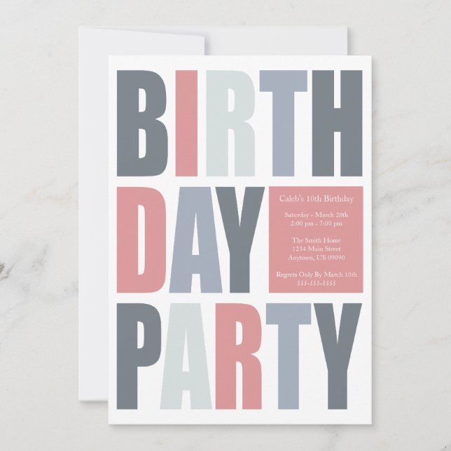 Lettre de blocage Invitations de fête d'anniversai (Devant)