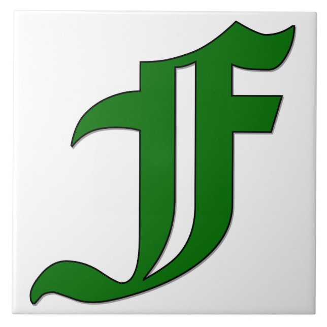 Lettre de diplôme F en Carreaux Monogrammes verts (Devant)