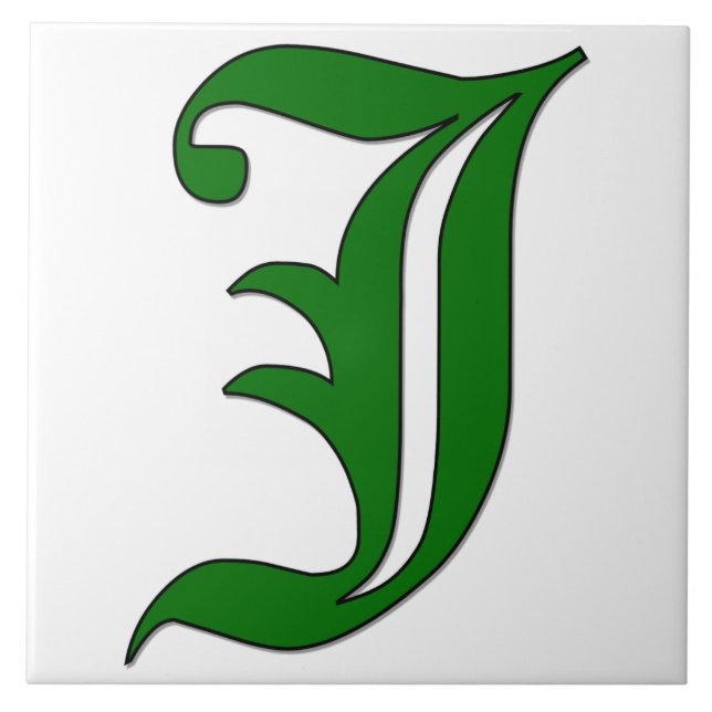 Lettre de diplôme J en Carreaux Monogrammes verts (Devant)