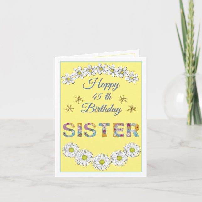 Lettre de fleurs Soeur Carte d'anniversaire person (Devant)