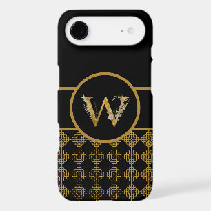 Lettre de monogramme élégant noir et or "W"