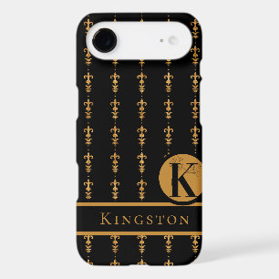 Lettre de monogramme "K" noir et or avec nom de fa