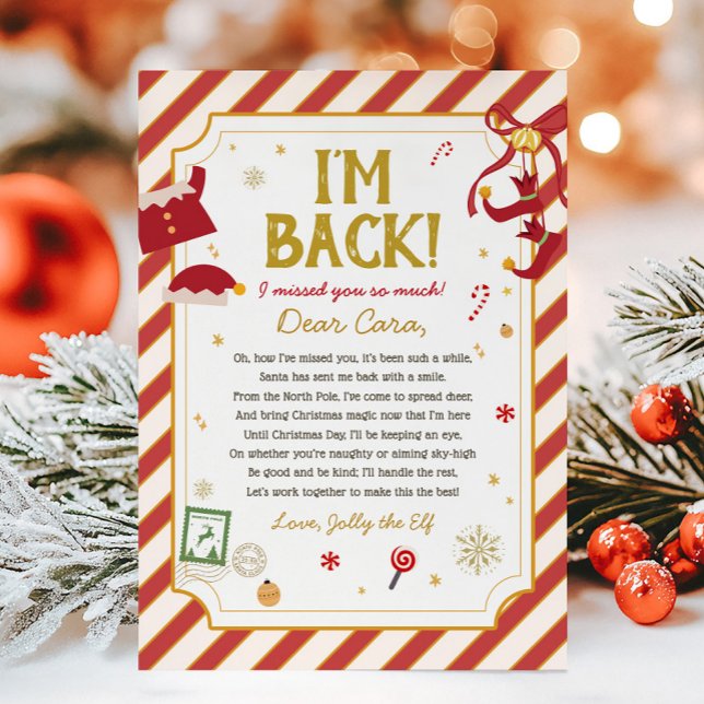 Lettre de Noël de l'arrivée de l'elfe Carte de let (Letter from Elf Christmas Arrival Letter Card)