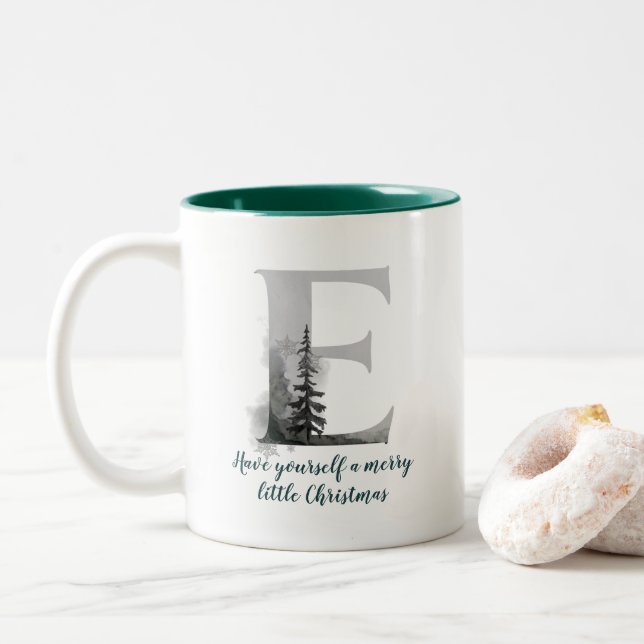 Lettre de Noël E Alphabet Café Mug (Avec donut)