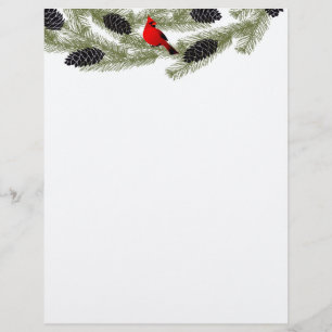 Lettre de Noël Papier - En-tête cardinal rouge