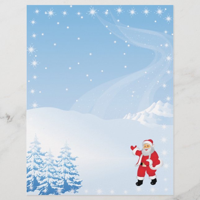 Lettre de Noël Papier - Père Noël Waving (Devant)